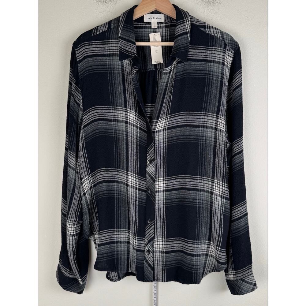 NWT Anthropologie Cloth & Stone Plaid Button Up Shirt XL - Picture 7 of 15